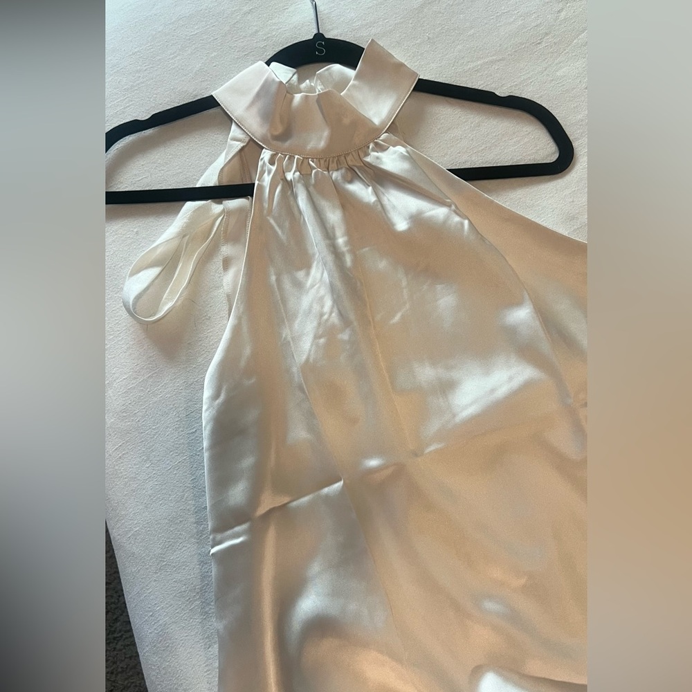 Rihoas The Apricot Halter Satin A-Line Mini Dress